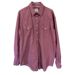 Panhandle Pearl Snap Western Country Rodeo Mens L Red Long Sleeve Flip Cuff